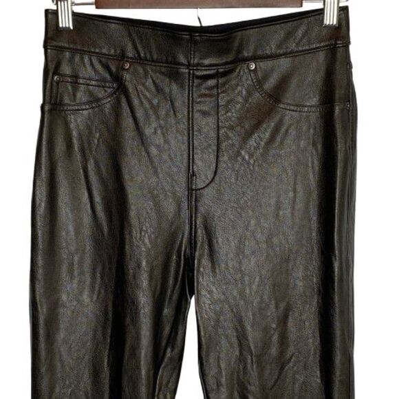Spanx Womens Faux Leather Pull On Ankle Skinny Pants Size Small Black Shaping - Picture 2 of 15